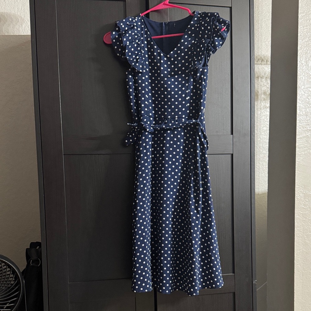 Navy Polka Dot Dress